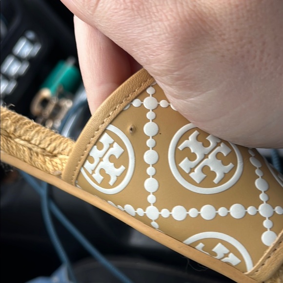 Tory Burch Beige Monogram Espadrille Sandals - Picture 8 of 11